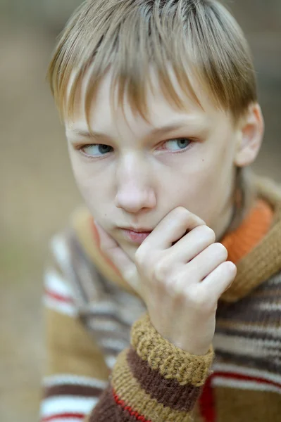 Jongen in het herfstpark — Stockfoto