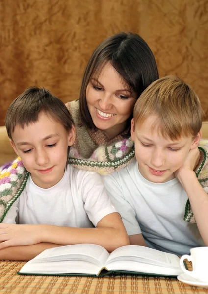 Mother with two adorable brothers — Stock Photo, Image