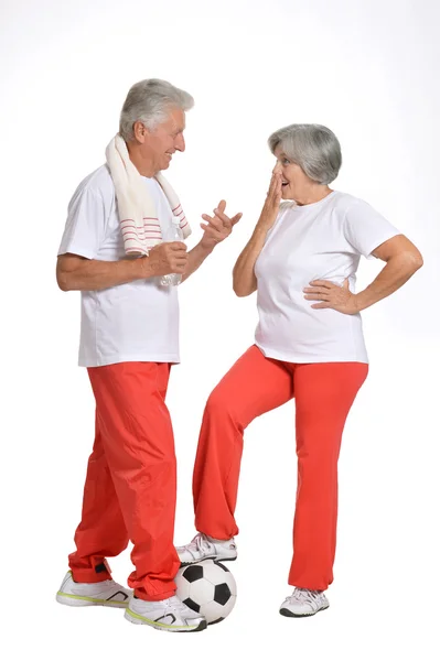 Coppia anziana in palestra — Foto Stock