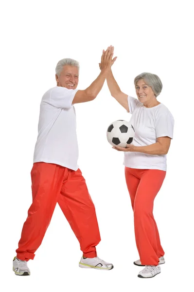 Elderly couple in a gym — Stock Photo, Image