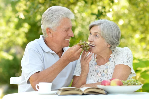 Elderly couple in summer — Stock Photo, Image