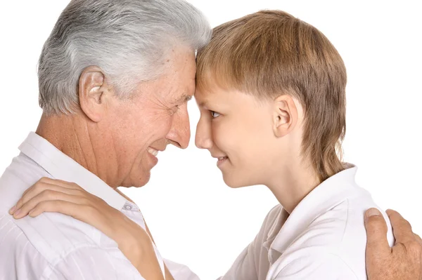 Happy boy and his grandfather — Stock Photo, Image