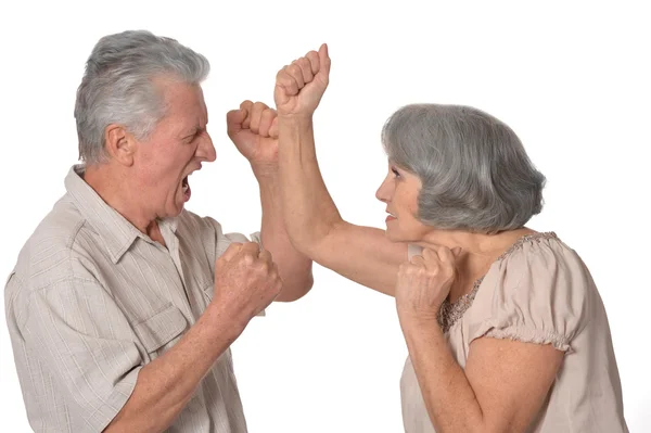 Fighting senior couple — Stock Photo, Image