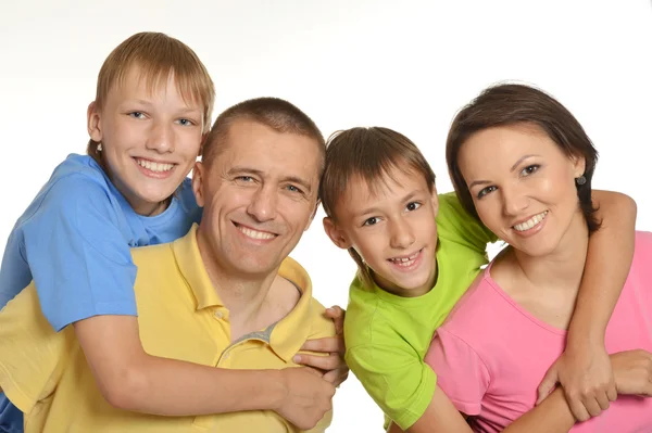 Linda familia aislada sobre fondo blanco — Foto de Stock