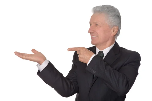 Osoby w podeszłym wieku człowiek ponting palcami — Zdjęcie stockowe