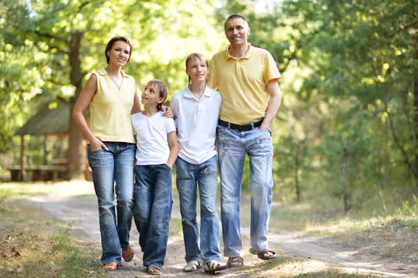 快乐的家庭在散步 — 图库照片
