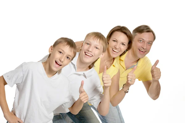 Familia mostrando pulgares hacia arriba — Foto de Stock