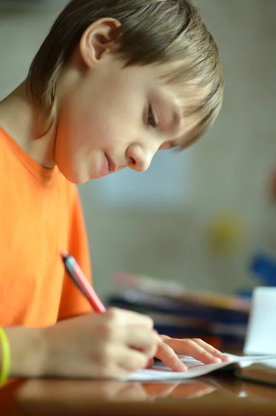 Le garçon fait ses devoirs. — Photo