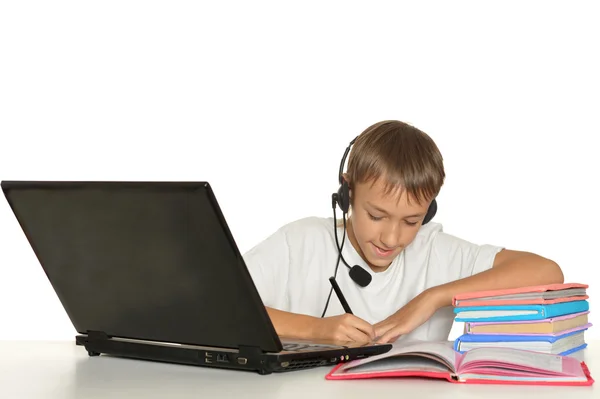 Boy is doing homework — Stock Photo, Image