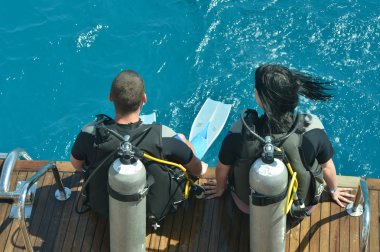 Two scuba divers clipart