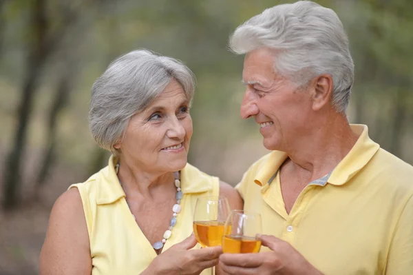 Senior couple drinking wine — Stock Photo, Image