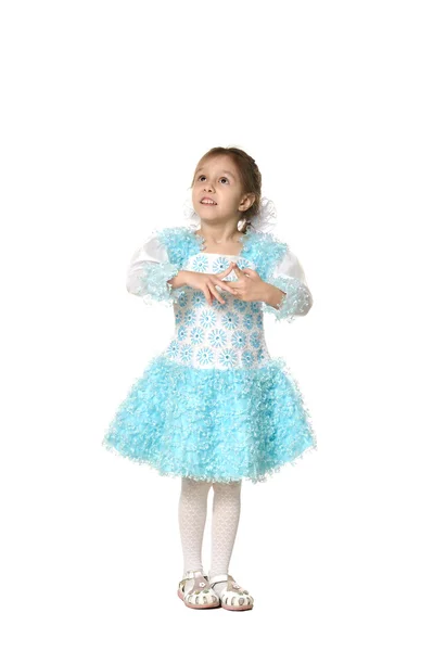 Little girl in a blue  dress — Stock Photo, Image