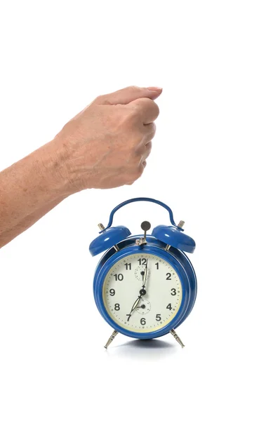 Hand and alarm clock closeup — Stock Photo, Image