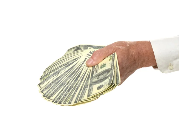 Adam elini tutarak dolar — Stok fotoğraf