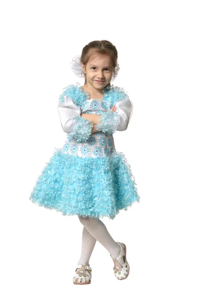 Little girl in a blue  dress — Stock Photo, Image