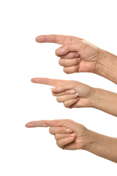 세 손을 손가락을 가리키는 — 스톡 사진