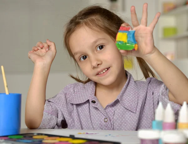 Little girl paint — Stock Photo, Image