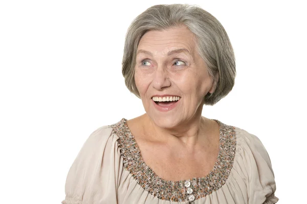 Donna anziana emotiva — Foto Stock
