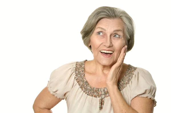 Donna anziana emotiva — Foto Stock