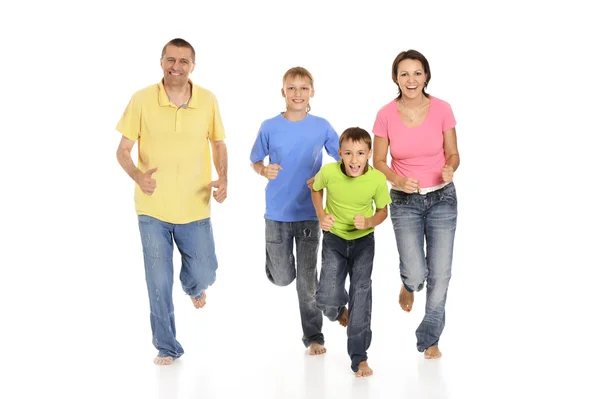 Vereinte Familie in hellen T-Shirts — Stockfoto