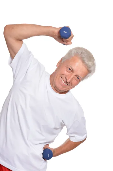 Äldre man i gym — Stockfoto