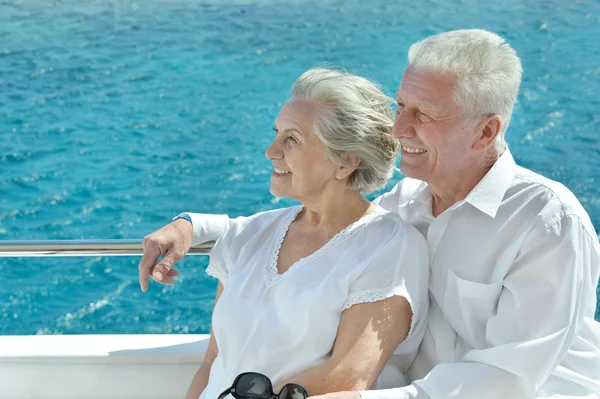 Senior couple having boat ride — Stock Photo, Image