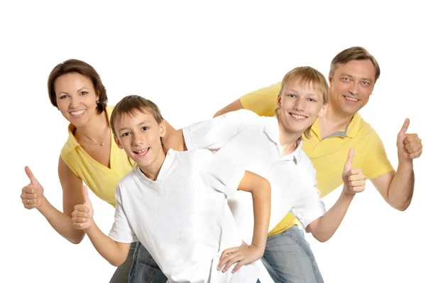 Familie zeigt Daumen hoch — Stockfoto