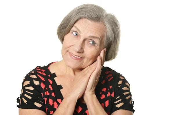 Retrato de mulher idosa sorridente — Fotografia de Stock