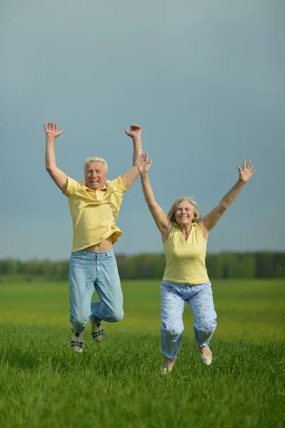 Senior koppel in veld — Stockfoto