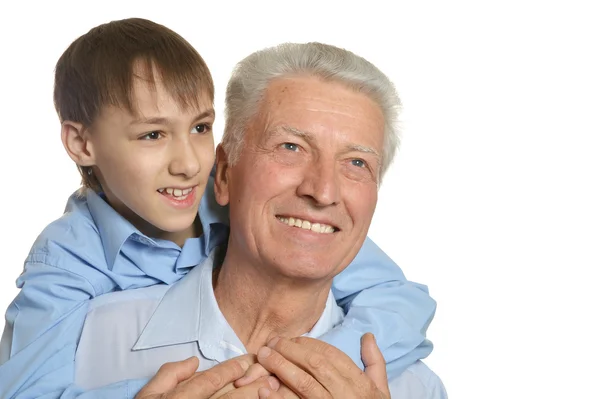 Niño con su abuelo — Foto de Stock