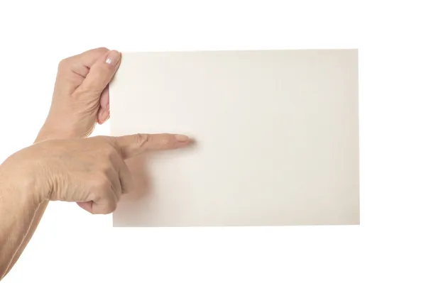 Mãos segurando papel em branco — Fotografia de Stock