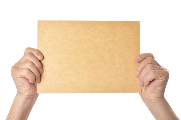 Hands holding blank paper — Stock Photo, Image