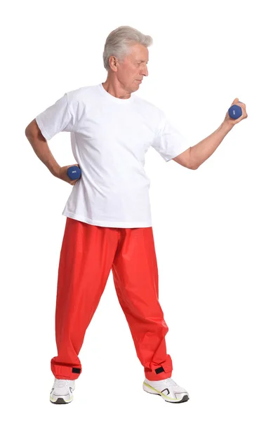 Hombre mayor en el gimnasio — Foto de Stock