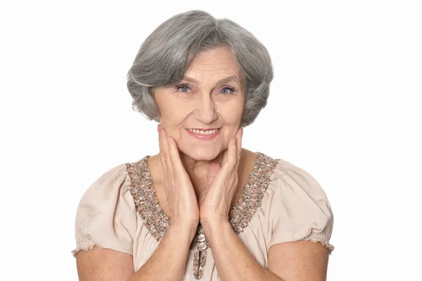 Smiling senior lady — Stok fotoğraf