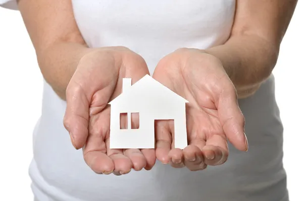 Paper house in hands — Stock Photo, Image