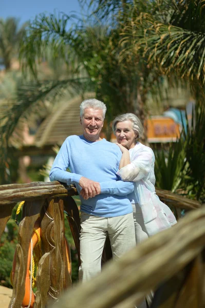 Senior couple at hotel resort — Stock Photo, Image