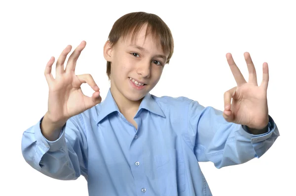 Boy showing ok — Stock Photo, Image