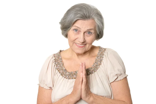 感情を祈ると高齢者の女性 — ストック写真