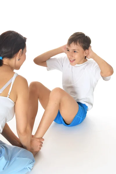 Mother and son exercising — Stock Photo, Image