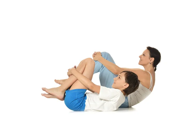 Matka a syn, cvičení — Stock fotografie