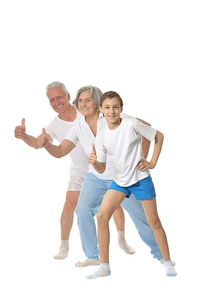 Großeltern mit Junge — Stockfoto