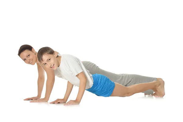 Mother and son exercising — Stock Photo, Image