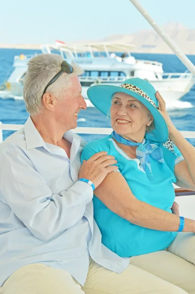 Senior couple having boat ride — Stock Photo, Image