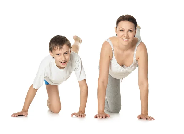 Mother and son exercising — Stock Photo, Image