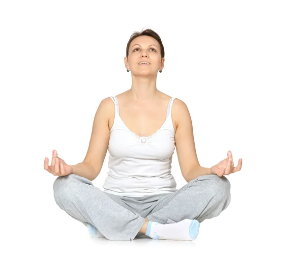 Mujer diong yoga — Foto de Stock