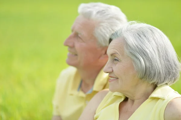 Vieux couple dans champ — Photo