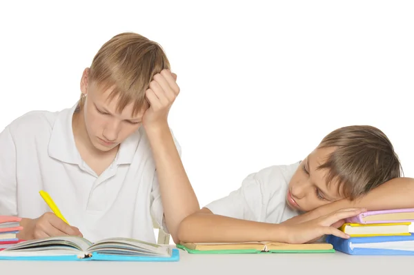 Two brothers  doing homework — Stock Photo, Image