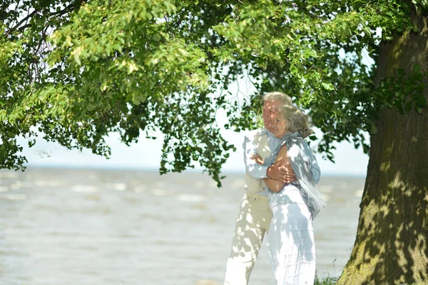 Casal de idosos no parque de verão — Fotografia de Stock