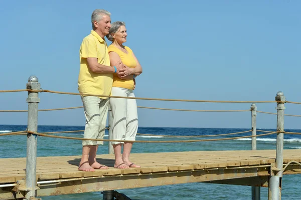 Elderly couple on the seashore — Stock Photo, Image