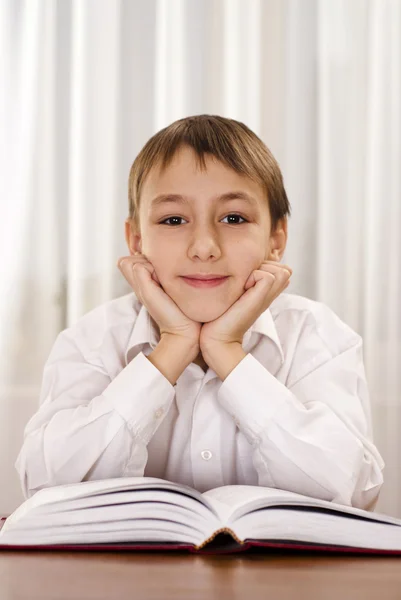 Ung pojke läser — Stockfoto